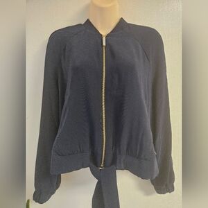 Ted Baker- Navy Blue Women's Bomber Jacket Size 4 With Beatiful Lining NWOT